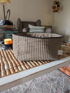 Longaberger Desk Pal Fabric Bin Liner In Khaki Print